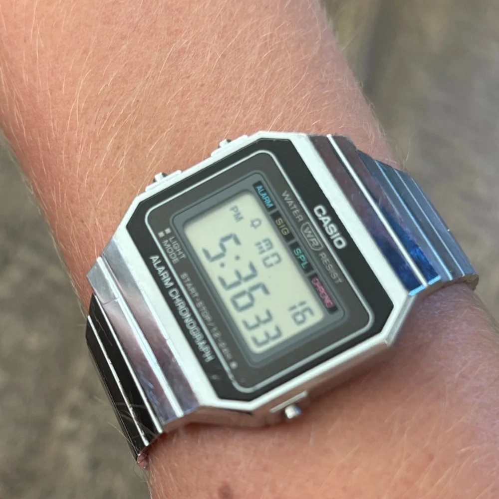 Casio Silver Retro Digital Alarm Chronograph Watch